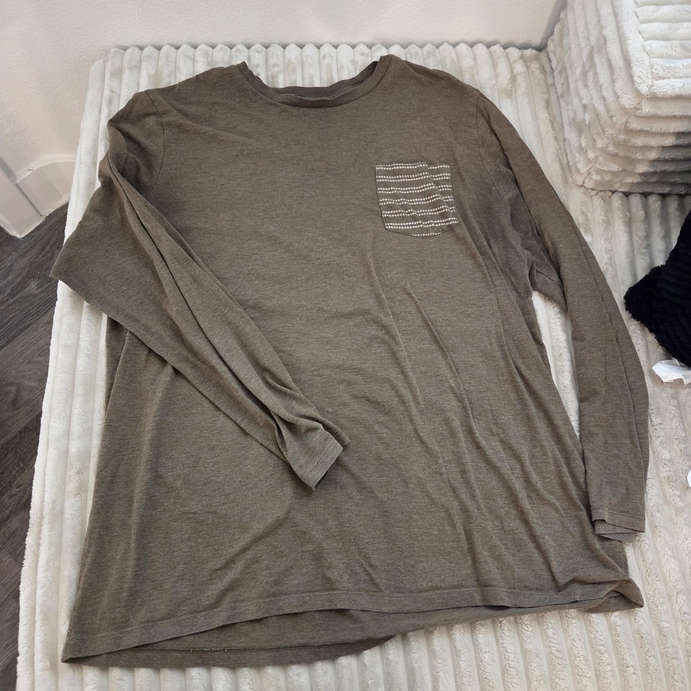 Old Navy Mens XXL Tall Olive Green Long Sleeve T-shirt With Pattern Pocket